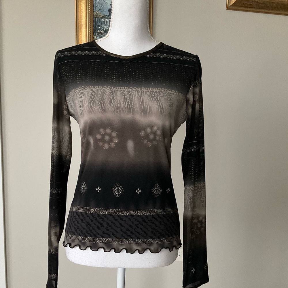 Anac Black and Brown Long Sleeve Top perfect with skirts , jeans , pants